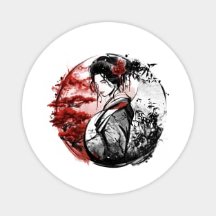 Yin e yang Geisha Magnet